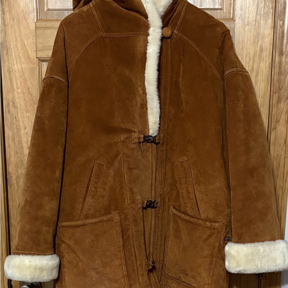 Gallery Brown Leather Jacket with Cream Accents